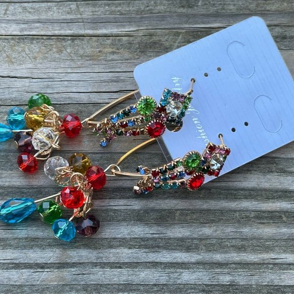 Christmas Earrings Multi Color beads Crystals Fashion Women Ear Jewelry - Picture 8 of 9